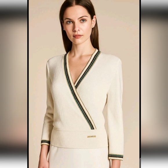 St. John Sweaters - St. John Evening Vintage Womens Knit Wrap Sweater With Sparkle Accents 12